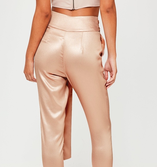 Missguided Pants Jumpsuits Rose Gold Metallic Cigarette